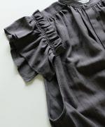 綿麻ストライプ　ブラウス