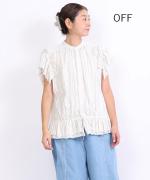 綿麻ストライプ　ブラウス