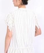 綿麻ストライプ　ブラウス