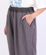 綿麻ストライプ　トラックパンツ