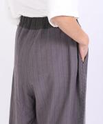 綿麻ストライプ　トラックパンツ