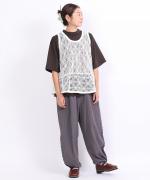 綿麻ストライプ　トラックパンツ