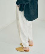 綿麻ストライプ　トラックパンツ