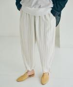 綿麻ストライプ　トラックパンツ