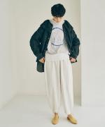 綿麻ストライプ　トラックパンツ