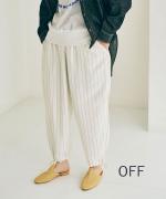 綿麻ストライプ　トラックパンツ