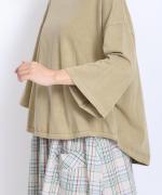 コンパクト天竺　ピグメント加工　6分袖Tシャツ