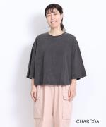 コンパクト天竺　ピグメント加工　6分袖Tシャツ