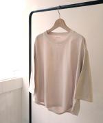 コンパクト天竺　ピグメント加工　6分袖Tシャツ