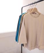 コンパクト天竺　ピグメント加工　6分袖Tシャツ