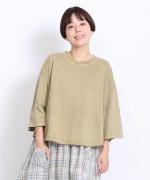 コンパクト天竺　ピグメント加工　6分袖Tシャツ