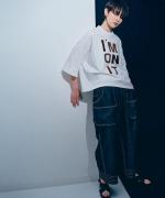 -Organic-フルタンブラー天竺　ビッグシャツフロッキープリント