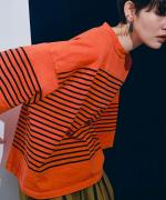 ハイゲージボーダー ピグメント加工 プルオーバー