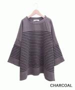 ハイゲージボーダー ピグメント加工 プルオーバー