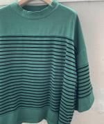 ハイゲージボーダー ピグメント加工 プルオーバー