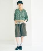 リネンボーダー　プルオーバー