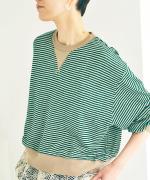 リネンボーダー　プルオーバー