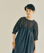 天竺 ピグメント加工　6分袖Tシャツ