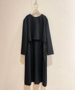 ブラックケープドレス　ロング