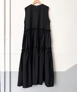 SWITCHING GATHER FRILL NO SLEEVE ONE PIECE