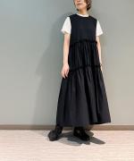 SWITCHING GATHER FRILL NO SLEEVE ONE PIECE