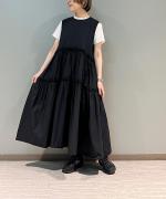 SWITCHING GATHER FRILL NO SLEEVE ONE PIECE