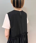 SWITCHING GATHER FRILL NO SLEEVE ONE PIECE