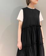 SWITCHING GATHER FRILL NO SLEEVE ONE PIECE