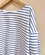 JOUET TUCKED SLEEVE BORDER PULLOVER