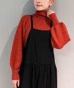 GATHER SLEEVE ALPACA KNIT TURTLE PULL OVER
