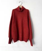 GATHER SLEEVE ALPACA KNIT TURTLE PULL OVER
