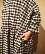 GIMGHAM MODERNIST SWIITCHING GATHER OP