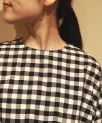 GIMGHAM MODERNIST SWIITCHING GATHER OP