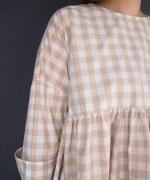 GINGHAM SWITCHING GATHER BLOUSE