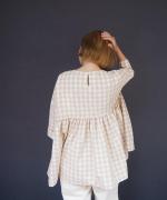 GINGHAM SWITCHING GATHER BLOUSE