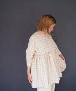 GINGHAM SWITCHING GATHER BLOUSE