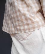 GINGHAM SWITCHING GATHER BLOUSE