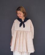 GINGHAM SWITCHING GATHER BLOUSE