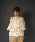 botanical cut jacquard blouse