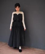 cotton silk gathers skirt