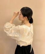 cut jacquard blouse