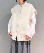 ANONYMOUS ARAN KNIT 2WAY WIDE VEST