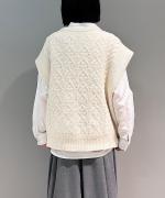 ANONYMOUS ARAN KNIT 2WAY WIDE VEST