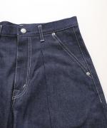 セルヴィッジデニム　ワイドタックパンツ