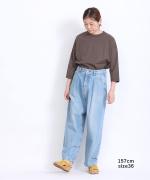 セルヴィッジデニム　ワイドタックパンツ