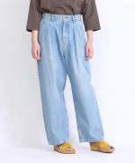 セルヴィッジデニム　ワイドタックパンツ