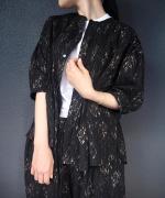 KYU-KONプリント　ピンタックブラウス