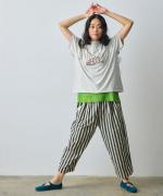 コットンリネンワッシャー無地&ストライプ　パンツ