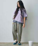 コットンリネンワッシャー無地&ストライプ　パンツ