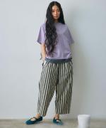 コットンリネンワッシャー無地&ストライプ　パンツ